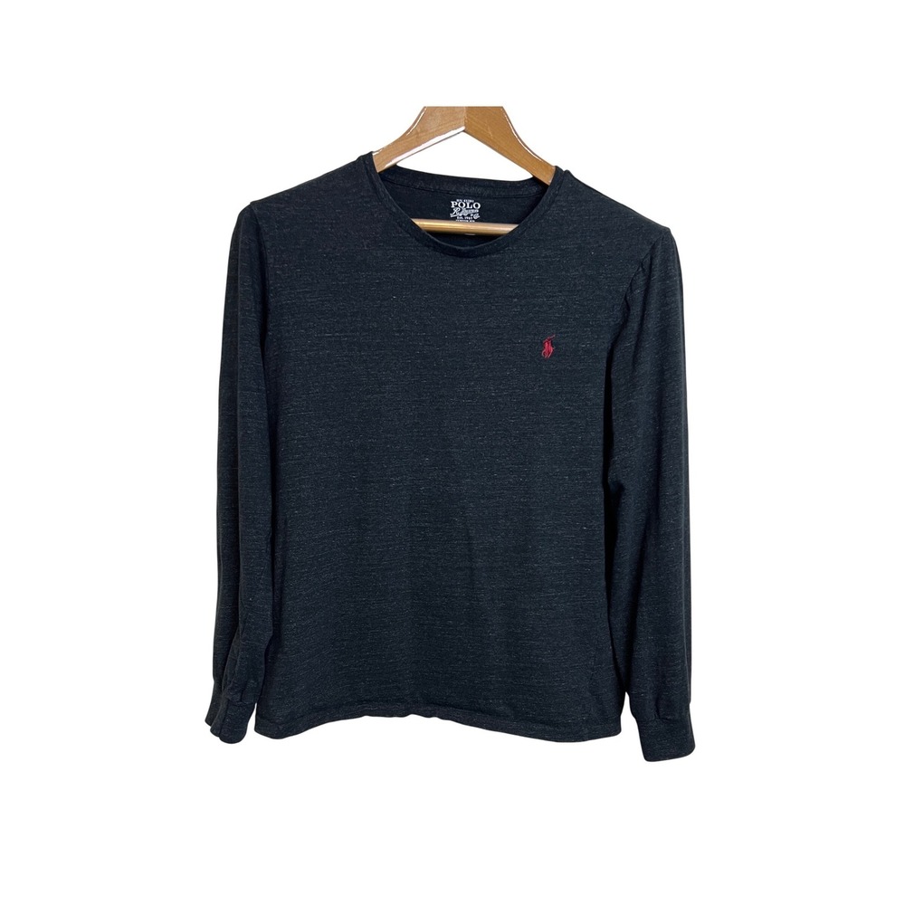 Polo Ralph Lauren Long Sleeve T-Shirt Mens L Charcoal Grey Custom Fit Cotton A23